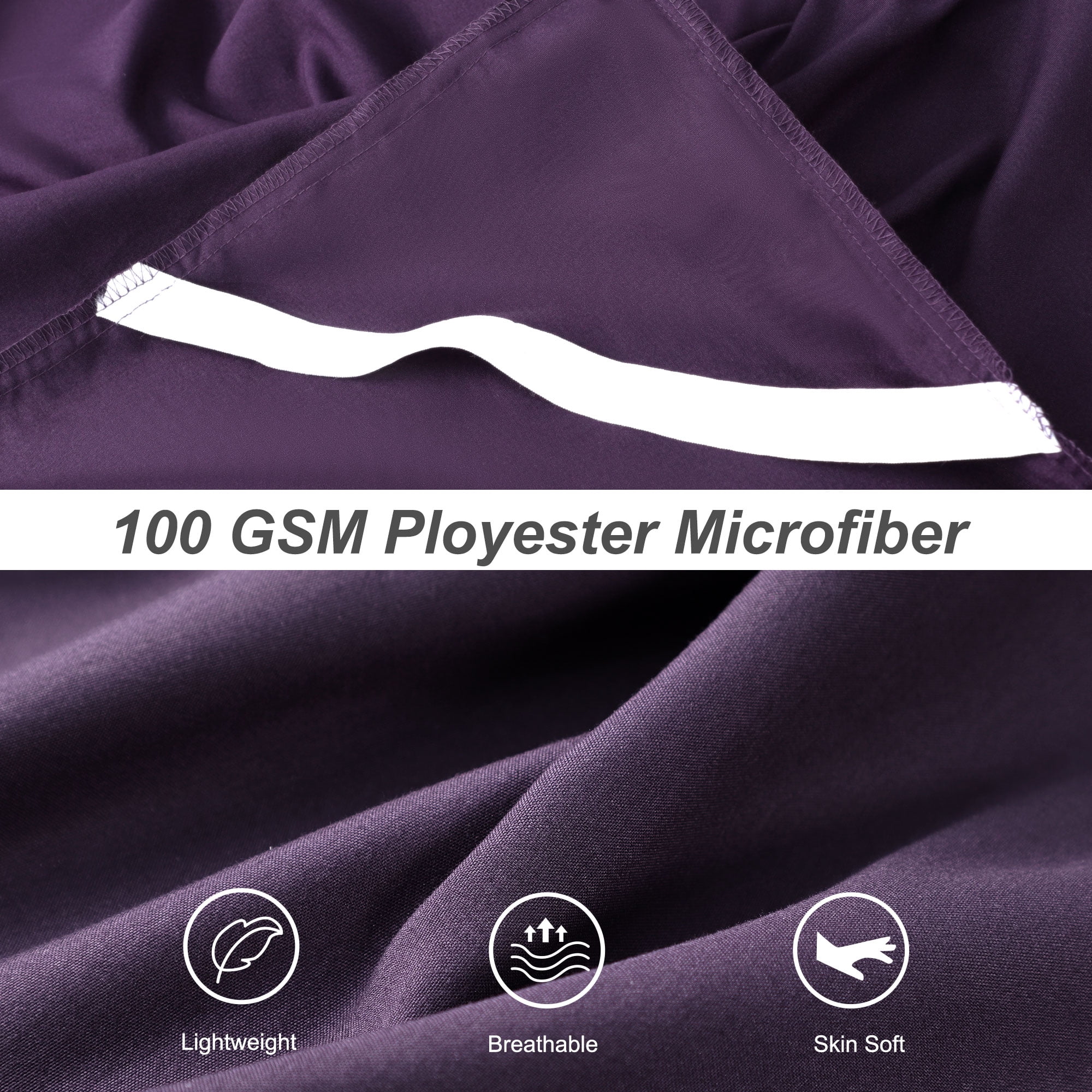 PiccoCasa Microfiber Bed Skirt 16" Drop Pleated Tailored Styling Ruffled, Queen Dark Purple
