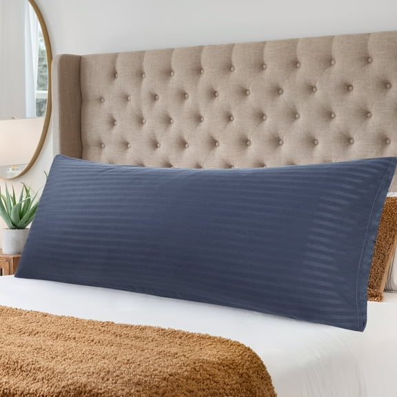 PiccoCasa Microfiber Body Striped Pillowcase 20x55 inch Soft Durable Navy Blue