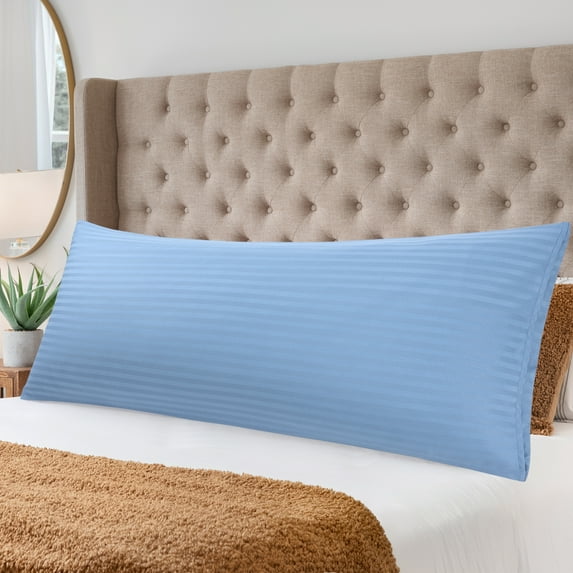 PiccoCasa Microfiber Body Striped Pillowcase 20x55 inch Soft Durable Steel Blue