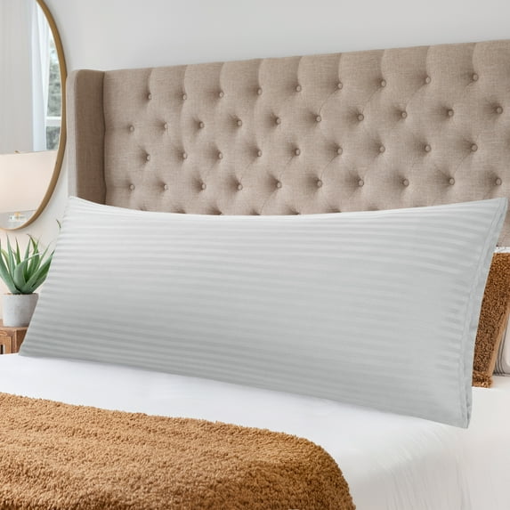 PiccoCasa Microfiber Body Striped Pillowcase 20x60 inch Soft Durable Light Gray