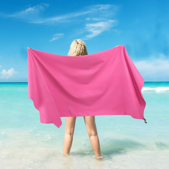 PiccoCasa Microfiber Dry Sand Free Beach Travel Towel 30"x60" Fuchsia
