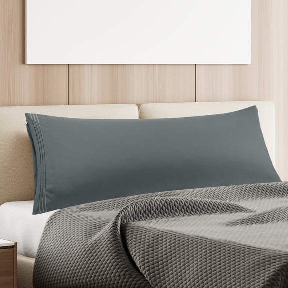PiccoCasa Microfiber Embroidery Body Pillowcases Zipper Dark Gray 20"x48"