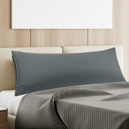 PiccoCasa Microfiber Embroidery Body Pillowcases Zipper Dark Gray 20"x54"