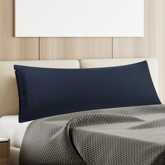 PiccoCasa Microfiber Embroidery Body Pillowcases Zipper Navy 20"x54"