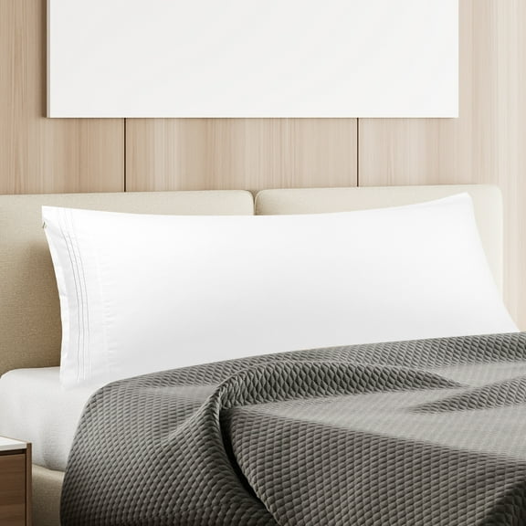 PiccoCasa Microfiber Embroidery Body Pillowcases Zipper White 20"x54"