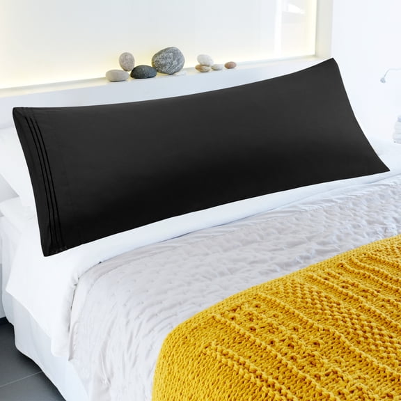 PiccoCasa Microfiber Embroidery Envelop Body Pillowcases Black 20"x48"