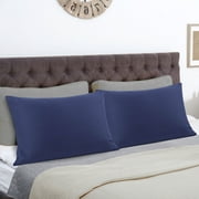 PiccoCasa Microfiber Pillowcases Pair with Zipper Closure Non-Standard Navy Blue