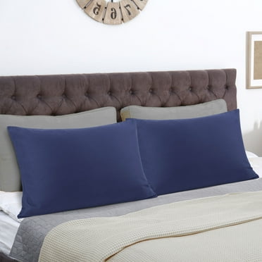 PiccoCasa Microfiber Pillowcases Pair with Zipper Closure Non-Standard Navy Blue