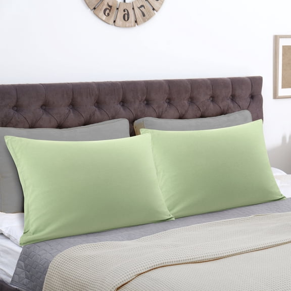 REGALWOVEN Microfiber Pillowcases Pair with Zipper Closure Non-Standard Sage
