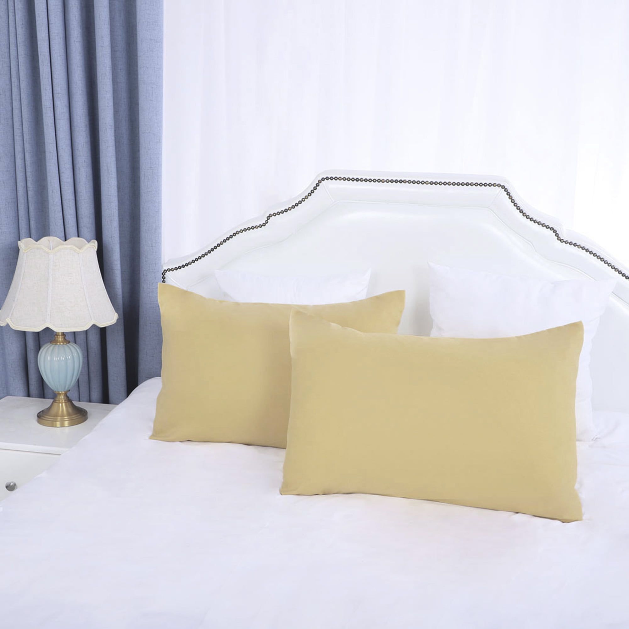 PiccoCasa Microfiber Pillowcases Set of 2 Standard Pillowcases Gold, 20