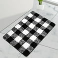 thumbnail image 1 of PiccoCasa Microfiber Plaid Pattern Bathroom Rugs Soft 20''x30'' Black and White, 1 of 7