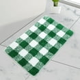 thumbnail image 1 of PiccoCasa Microfiber Plaid Pattern Bathroom Rugs Soft 20''x30'' Green and White, 1 of 7