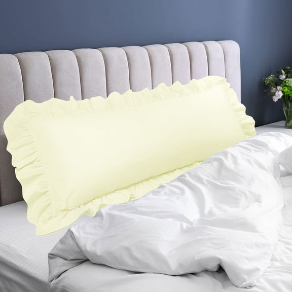 PiccoCasa Microfiber Ruffle Body Pillowcases with Envelope Cream 20"x48"