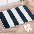 thumbnail image 1 of REGALWOVEN Microfiber Striped Bathroom Rugs, Shaggy Soft Thick&Water Absorbent Bath Mat Moroccan Blue&White 20"x31", 1 of 8