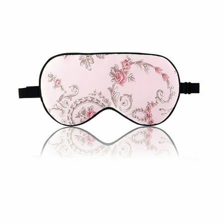PiccoCasa Silk Sleeping Mask with Adjustable Strap Eye Mask, Pink Rose
