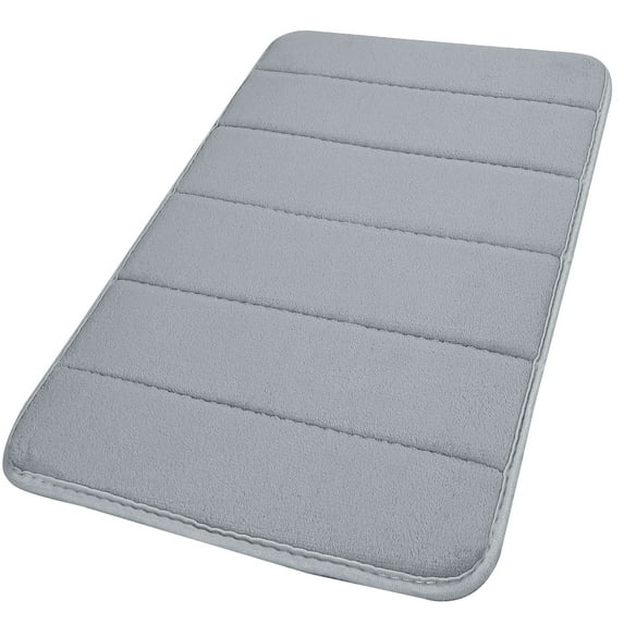 PiccoCasa Non-Slip Bathroom Mats Bath Rugs Memory Foam Carpet, Silver Gray, 24"x16"