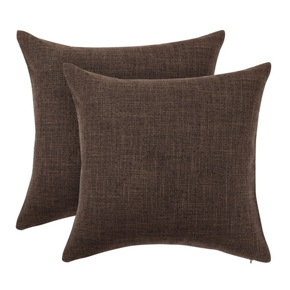 PiccoCasa Pack of 2 Blank Cotton Linen Throw Pillow Cover Cases.Decorative Square Cushion Covers 18"x18" Brown