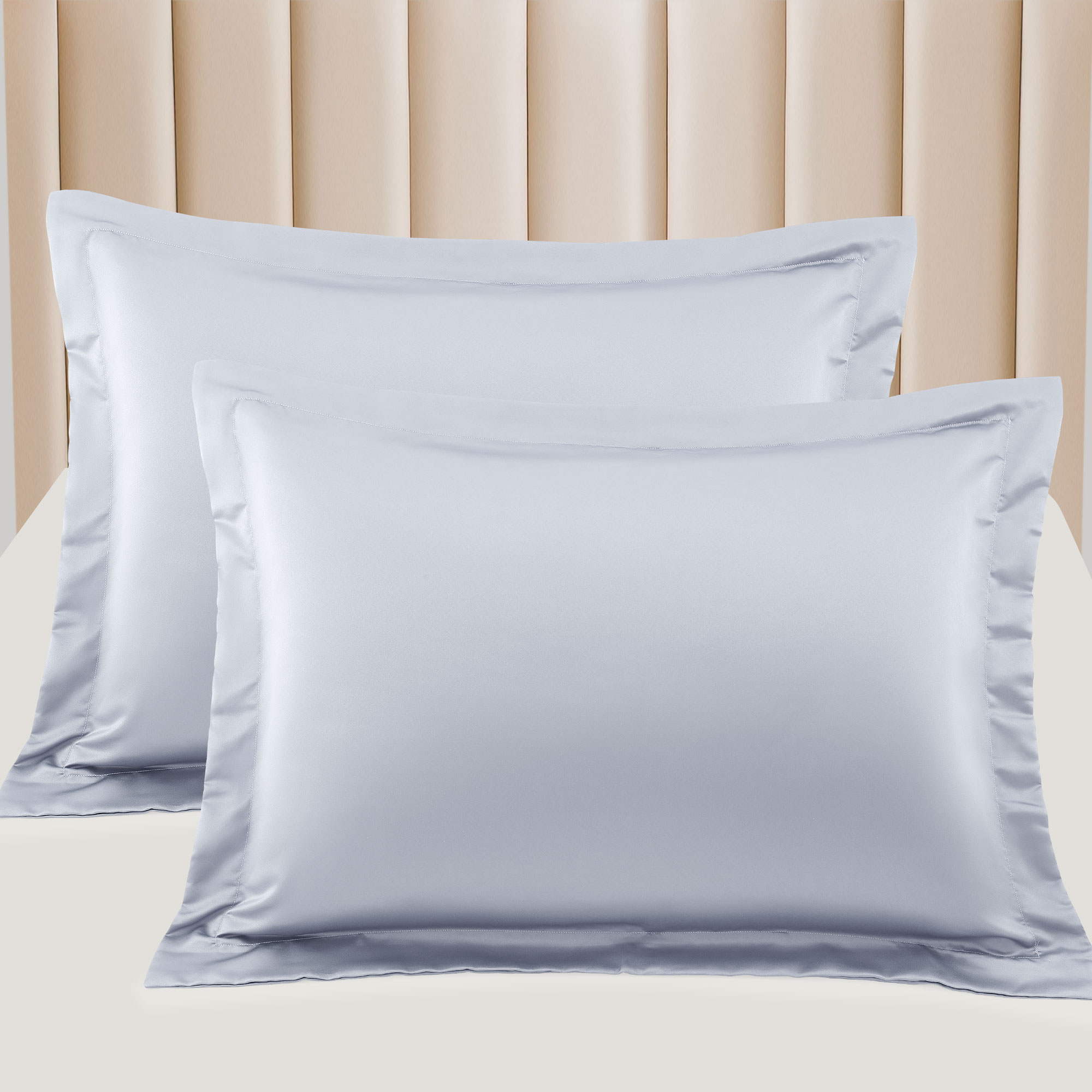 Piccocasa Piccocasa Silky Satin Envelope Pillow Cases 2pcs 20x26 Inch Silver