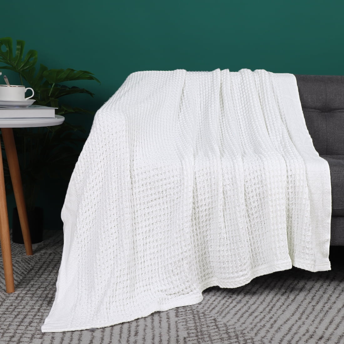 PiccoCasa Piccocasa Soft 100% Cotton Thermal Blanket Throw Size Waffle  Weave Knit Blanket for Sofa Couch,47 x 70,Beige - Walmart.com