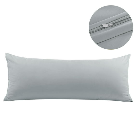 PiccoCasa Pillowcase for Long Pillow Zipper Closure Brushed Microfiber, Jumbo Light Grey
