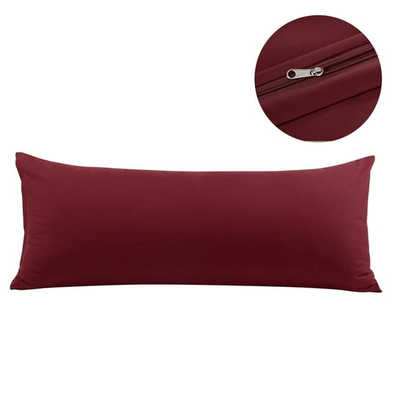 PiccoCasa Pillowcase for Long Pillow Zipper Closure Brushed Microfiber, King Burgundy