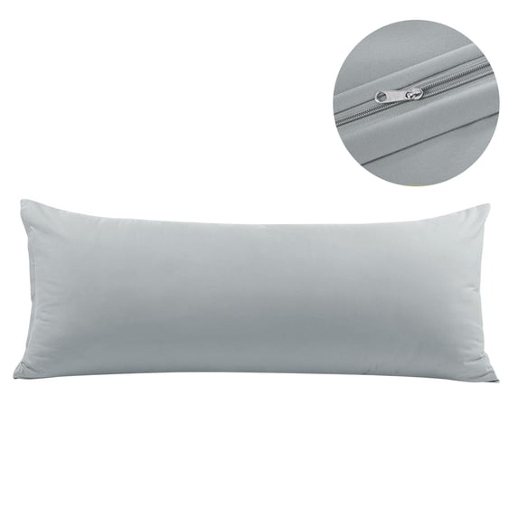 PiccoCasa Pillowcase for Long Pillow Zipper Closure Brushed Microfiber, King Light Grey