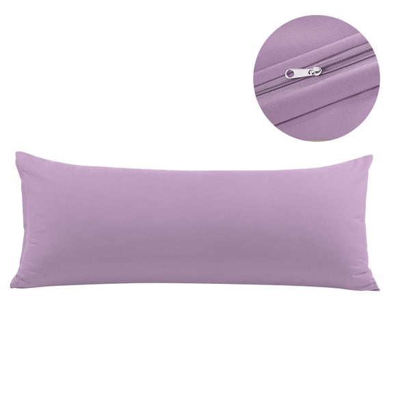 PiccoCasa Pillowcase for Long Pillow Zipper Closure Brushed Microfiber, Queen Lavender