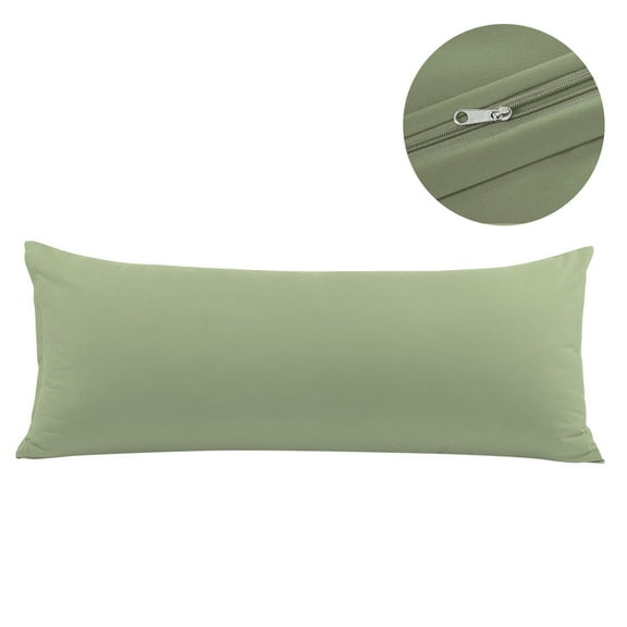 PiccoCasa Pillowcase for Long Pillow Zipper Closure Brushed Microfiber, Queen Sage