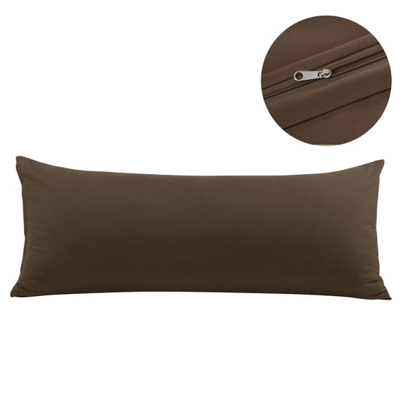 PiccoCasa Pillowcase for Long Pillow Zipper Closure Brushed Microfiber, Standard Brown