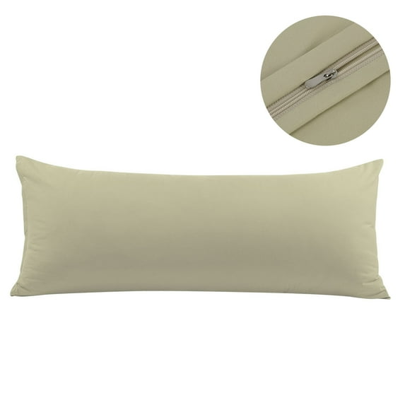 PiccoCasa Pillowcase for Long Pillow Zipper Closure Brushed Microfiber, Standard Khaki