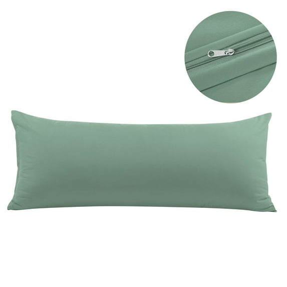 PiccoCasa Pillowcase for Long Pillow Zipper Closure Brushed Microfiber, Standard Spa Blue
