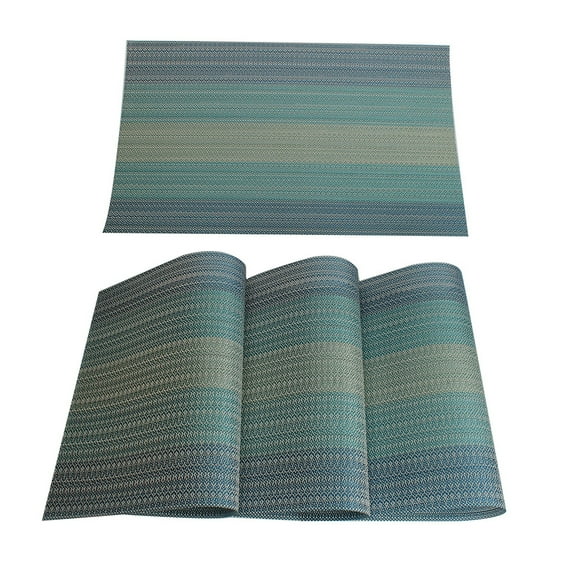 PiccoCasa Placemats Woven PVC Non-slip Mats for Kitchen Dining Table, Blue, 4pcs