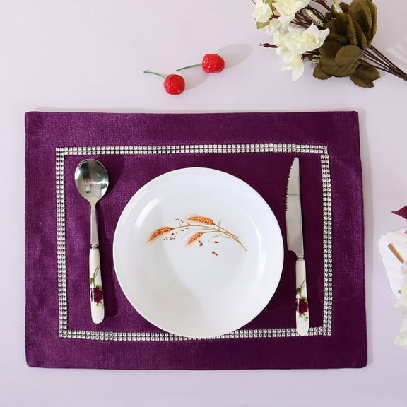 PiccoCasa Placemats for Dining Table with Luxury Diamond 12"x16" Purple