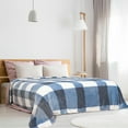 thumbnail image 1 of PiccoCasa Plaid Blanket Fuzzy Plush Blanket for Bed, Blue and White King/90"*102", 1 of 8