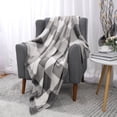 thumbnail image 1 of PiccoCasa Plaid Blanket Fuzzy Plush Blanket for Bed, Gray and White Twin/60"*78", 1 of 8