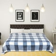 thumbnail image 1 of PiccoCasa Plaid Throw Blanket Decorative Flannel Fleece Blanket for Bed Couch, Blue and White Queen (90"*90"), 1 of 8