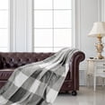 thumbnail image 1 of PiccoCasa Plaid Throw Blanket Decorative Flannel Fleece Blanket for Bed Couch, Gray and White Throw (50" *60"), 1 of 8