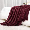 thumbnail image 1 of PiccoCasa Plush Flannel Fleece Blanket Decoration Blankets for Bed or Sofa Burgundy 60"x78", 1 of 6