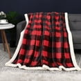 thumbnail image 1 of PiccoCasa Plush Fleece Throw Blankets for Sofa Couch, 50"x60", Scarlet and Black, 1 of 6