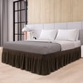 thumbnail image 1 of PiccoCasa Polyester Brushed Bed Skirt with Elastic Dust Ruffles 16" Drop, King Dark Brown, 1 of 8