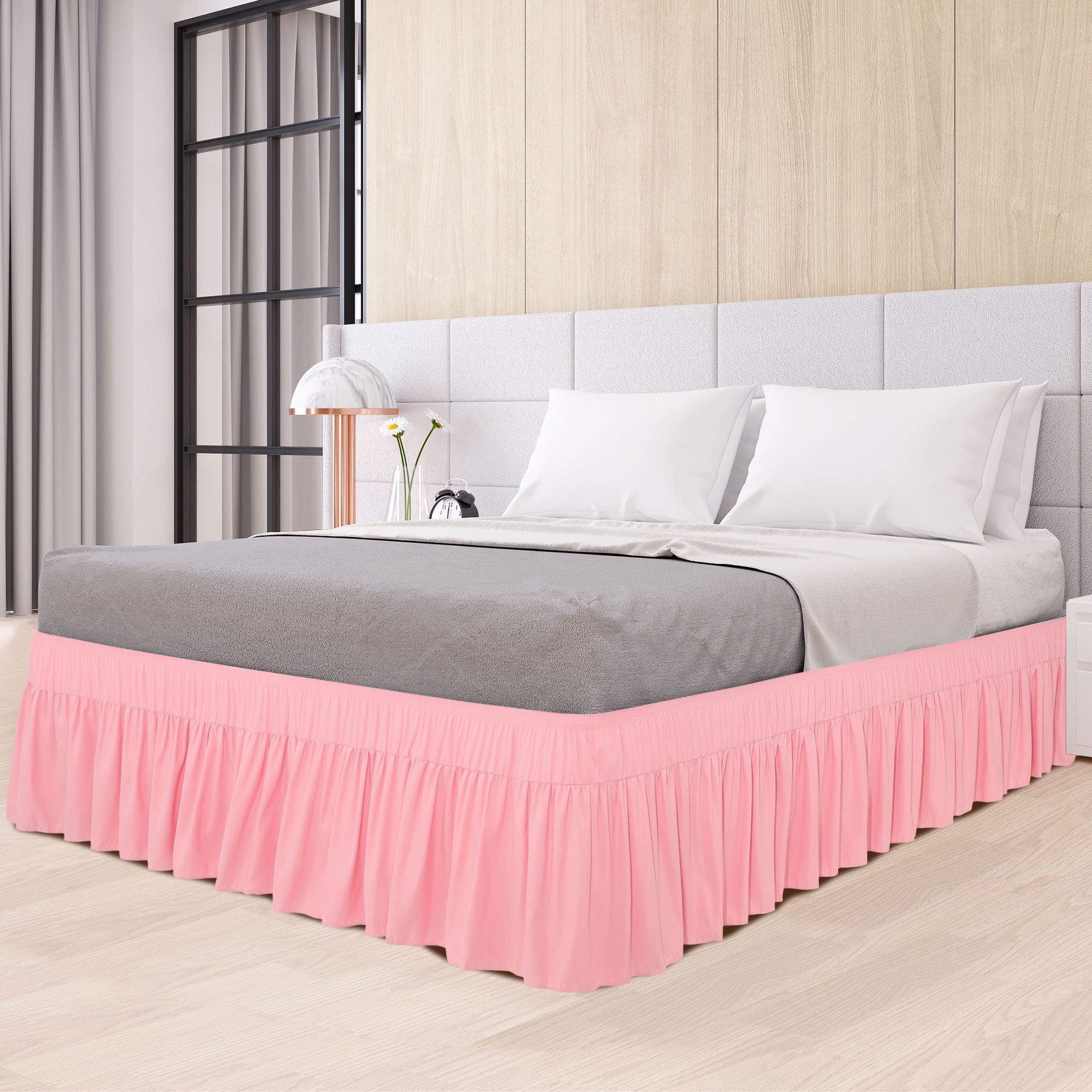 PiccoCasa Polyester Brushed Bed Skirt with Elastic Dust Ruffles 16 ...