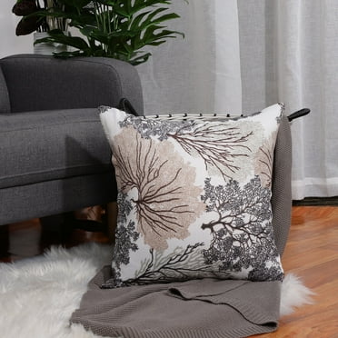 PiccoCasa Polyester Plant Printed Throw Pillow Cover, 18"x18"