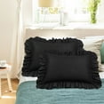 thumbnail image 1 of PiccoCasa Polyester Ruffle Pillowcases 2 Pcs with Envelope Black Standard, 1 of 7