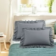 thumbnail image 1 of PiccoCasa Polyester Ruffle Pillowcases 2 Pcs with Envelope Dark Gray Queen, 1 of 7