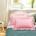 thumbnail image 1 of PiccoCasa Polyester Ruffle Pillowcases 2 Pcs with Envelope Pink Queen, 1 of 7