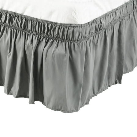 PiccoCasa Polyester Wrap Around Dust Ruffle Bed Skirt 15" Drop for King Size Bed, Dark Gray