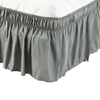 PiccoCasa Polyester Wrap Around Dust Ruffle Bed Skirt 15" Drop for King Size Bed, Dark Gray