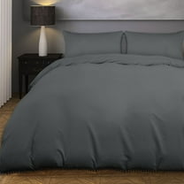 PiccoCasa Pompoms Brushed Microfiber Duvet Cover Set,3 Piece, Twin Dark Gray