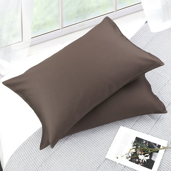 PiccoCasa Pure Cotton Pillowcases 2 Pcs Soft with Zipper Beaver Queen