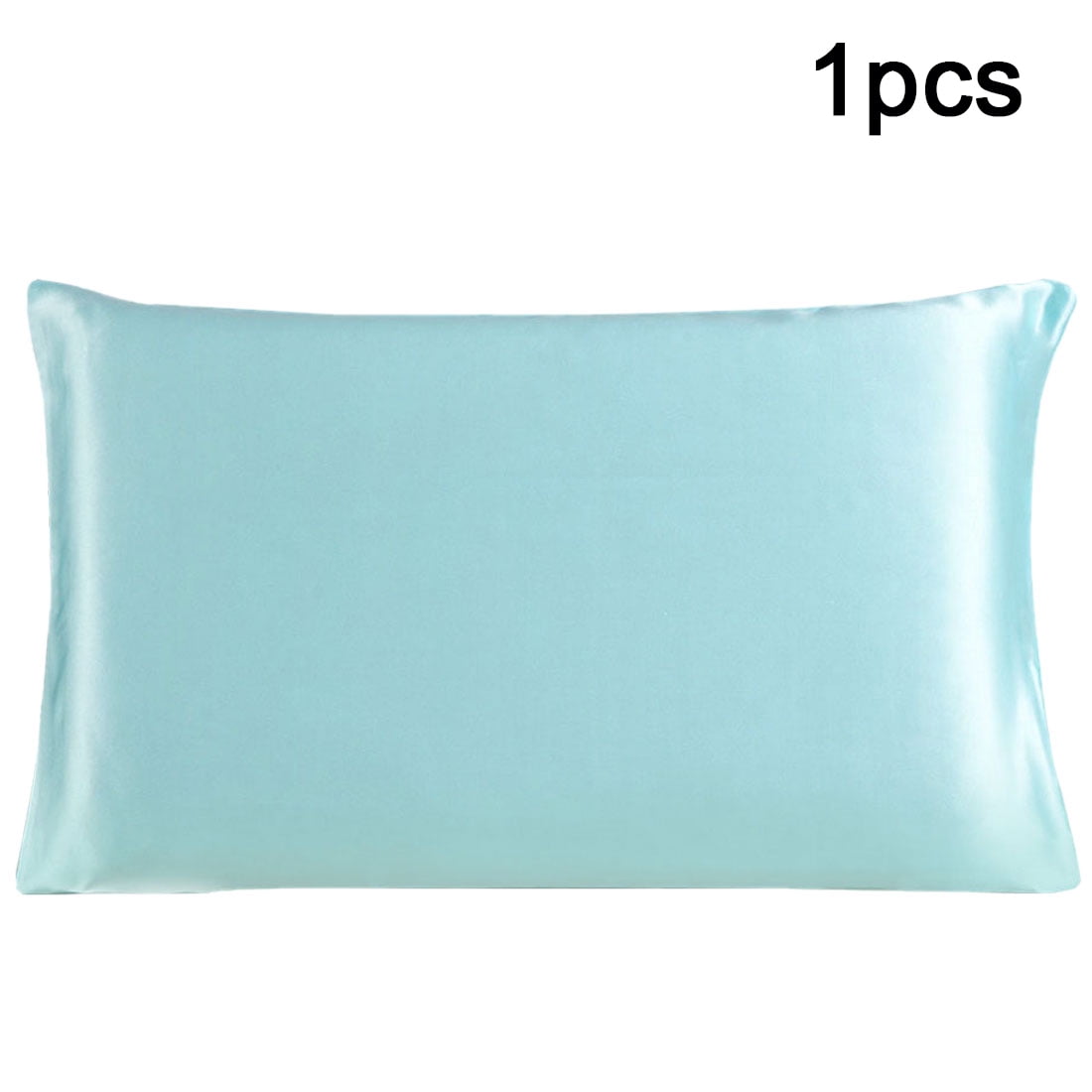 PiccoCasa Pure Silk Pillowcase with Zipper, King(20"x36"), Light Blue, 1 Piece